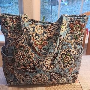 Vera Bradley Floral Quilted Tote Bag - Blue
